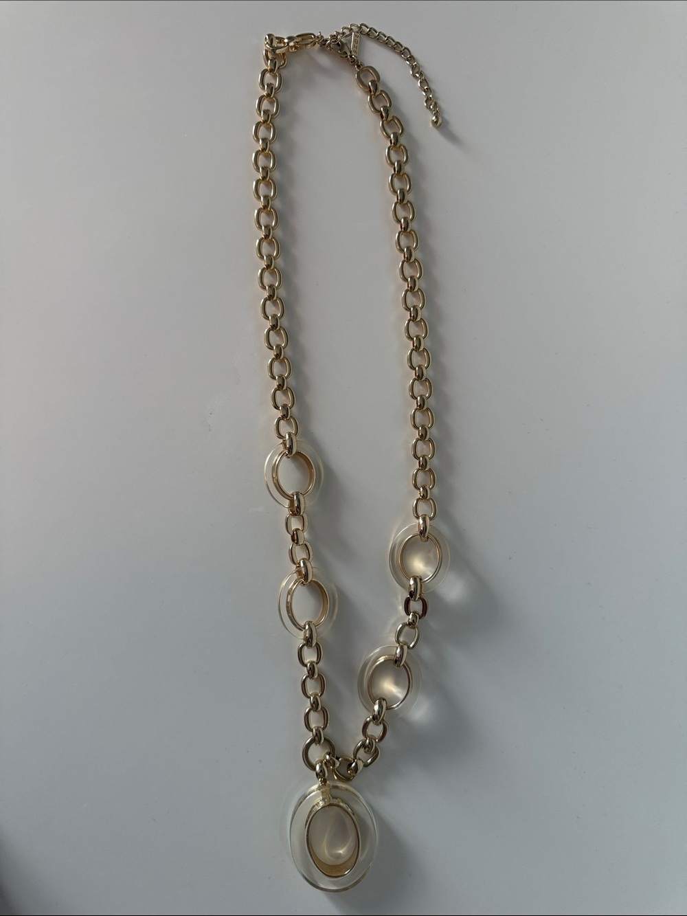 White House Black Market Gold Link Necklace with Oval Rings